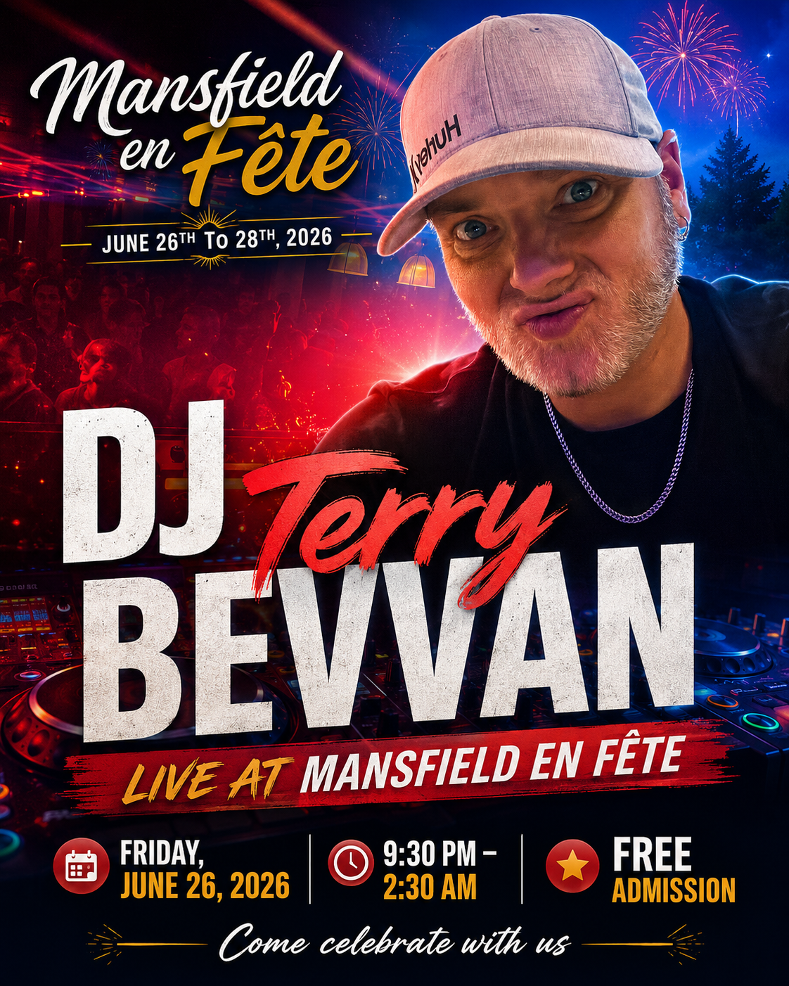DJ Terry Bevvan Mansfield en Fete promotional poster
